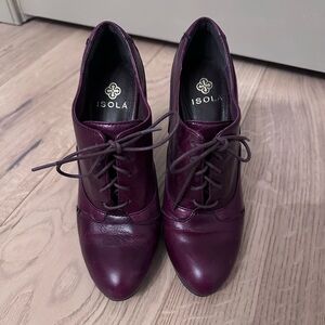 Isola  Burgundy Lace-Up Heeled Oxford Shoes Size 7